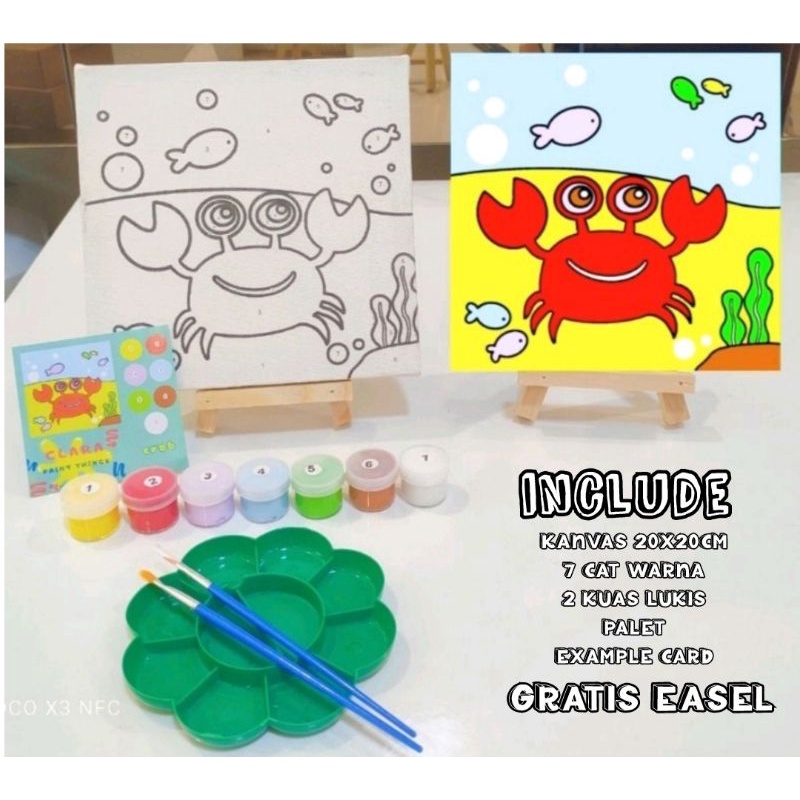 

Paint by number crab kanvas 20x20 gratis easel