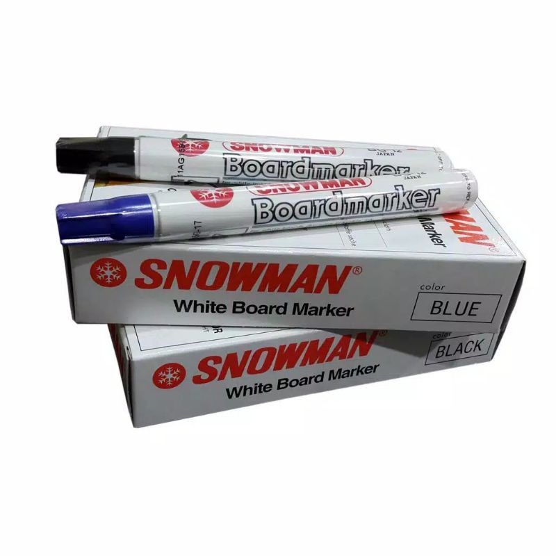 Spidol Snowman White Board Marker Warna Hitam Permanen