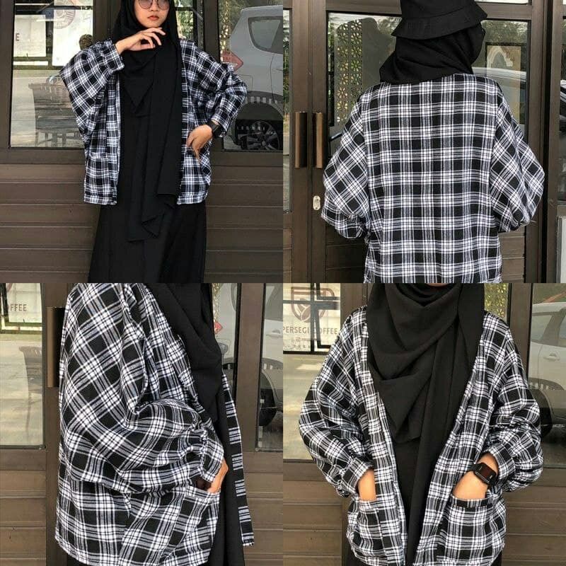 Outer Wanita Lengan Balon Flanel ilImport Terlaris