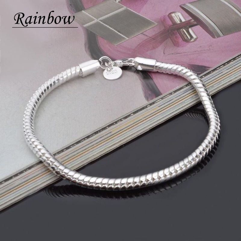 Ladies Silver Plated Thin Shiny Bracelet Ladies Shiny Simple Bracelet Jewelry