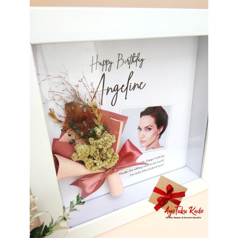 Kado Valentin / Bunga Edelweiss / Frame 3D / Pigura 3D / Kado Anniversary / Kado Valentine