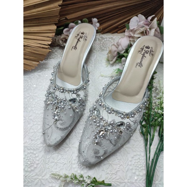 rafaizoutfit sepatu wanita heels Stiletto silver 3cm lancip