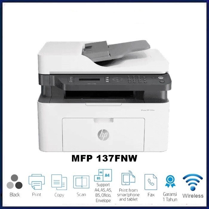 Printer HP LaserJet MFP 137FNW Printer Wireless All In One