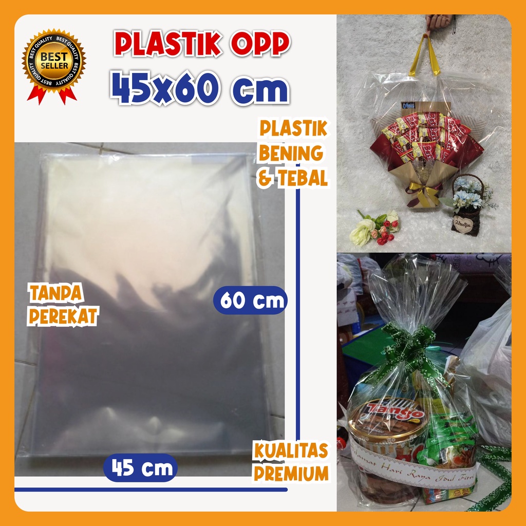 

PLASTIK PARSEL 45x60 cm OPP Kaca bantuk KANTONG Bening Packing Souvenir Hamper Idul Fitri Bingkisan ulang tahun