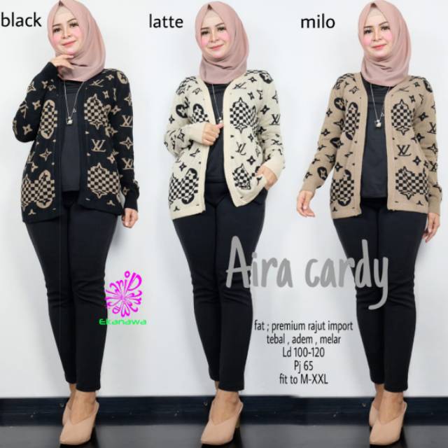 Lv cardi cardigan kardigan rajut motif LV pattern knit outer top