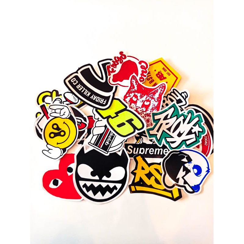 

Stiker Brand Paket isi 30 pcs Distro Graftac anti air Sticker Hypebeast koper helm motor