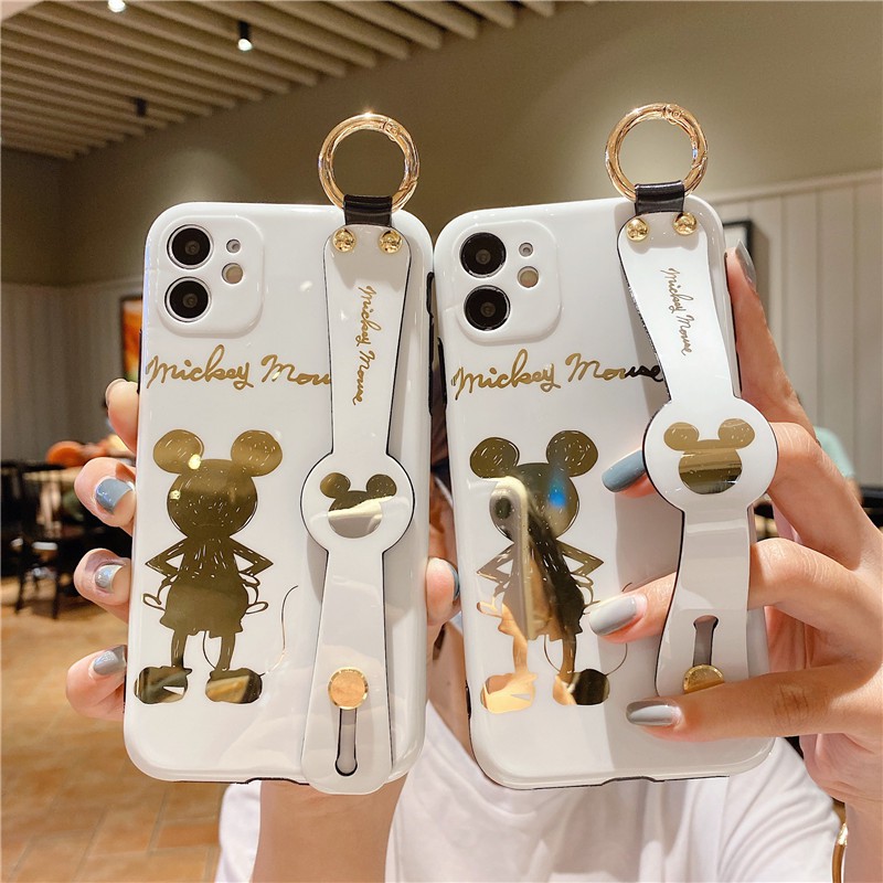 WristBand Stand Mickey Back Electroplated Phone Case