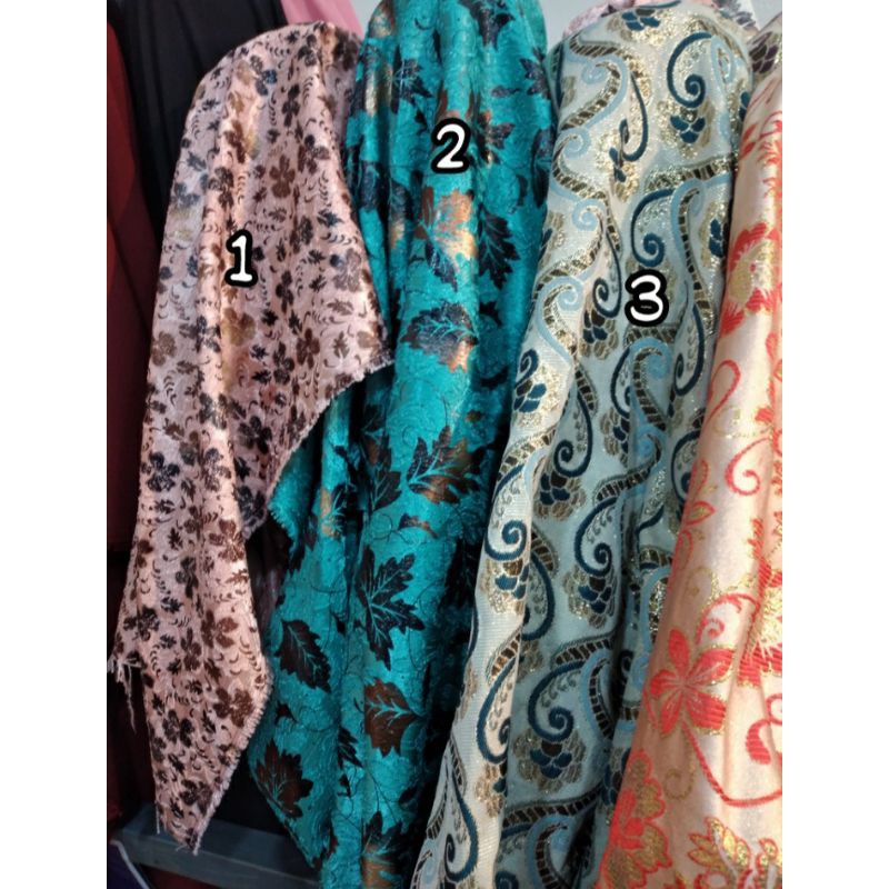 Kain jaguar metalic_bahan kain jaguar corak bunga import