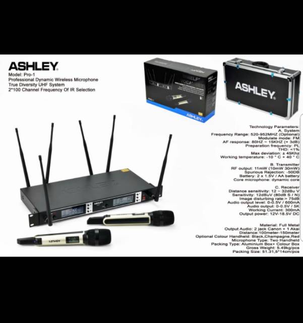 Mic Wireless Ashley Pro1 pro 1 garansi multi channel  MURAH