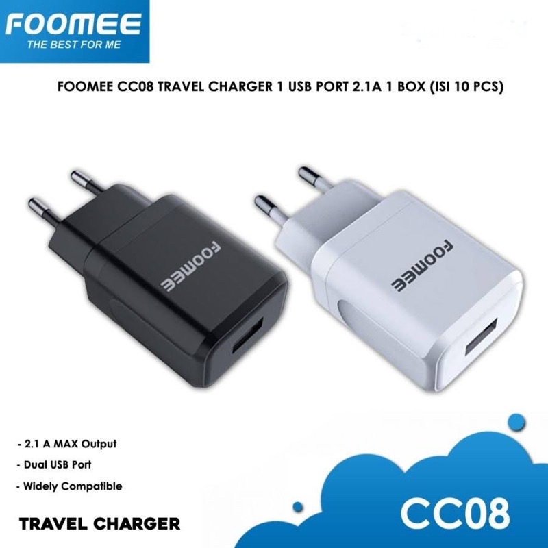 (FOMEE-08) Adaptor Charger/ kepala Charger single Port Usb Fast charge 2.1A Multi Protection