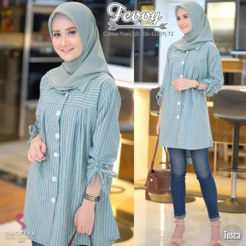 AK_Atasan Wanita Cantik Fevvy Tunik Katun Premium Original Shofiya