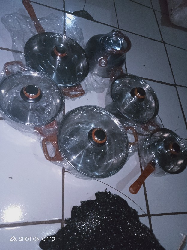 Panci Set 12 Pcs Stainless M-129 Tutup Kaca - Kitchen Ware Set