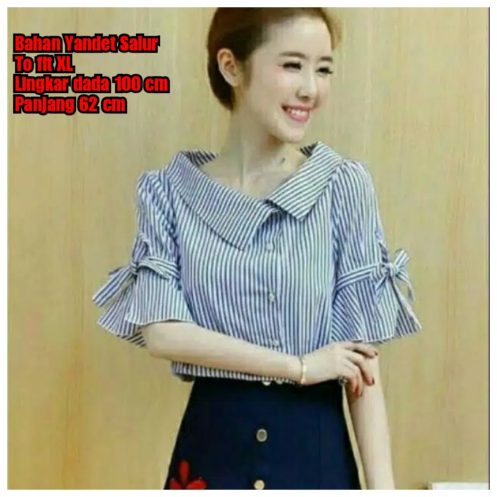 QFS BLOUSE MARINA RIBBON / HITAM / BIRU / TERMURAH