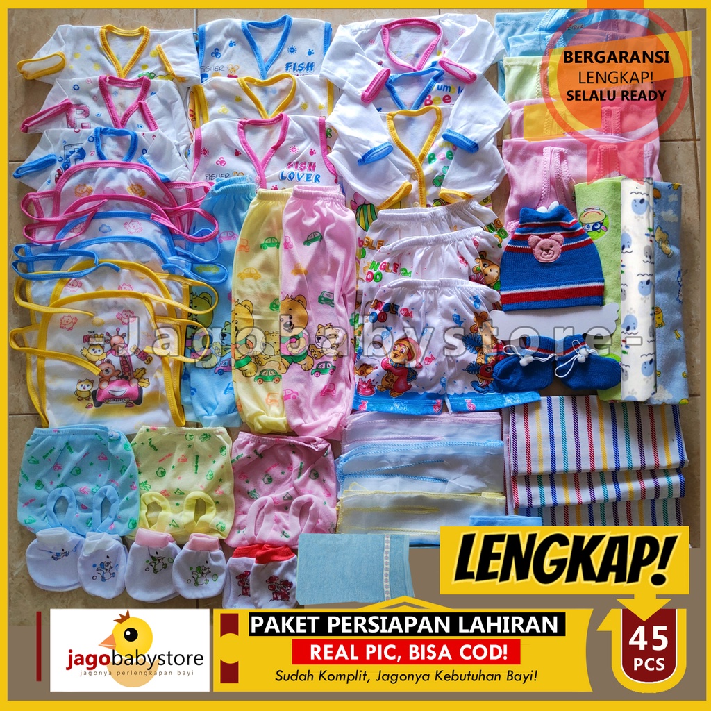 Paket Kado Lahiran Paket Hadiah Melahirkan set pakaian bayi baru lahir isi 45 PCS