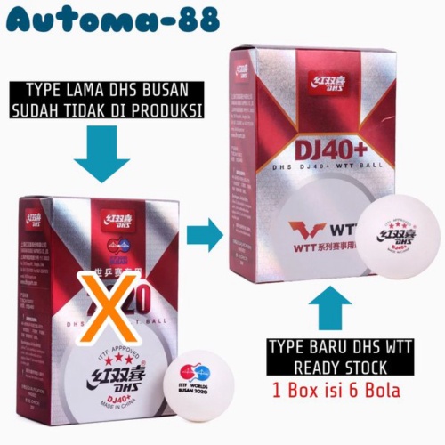 

Unik Bola DHS DJ40 plus Busan ITTF bintang 3 star isi 6 bola pingpong seamless putih murah tenis meja Murah