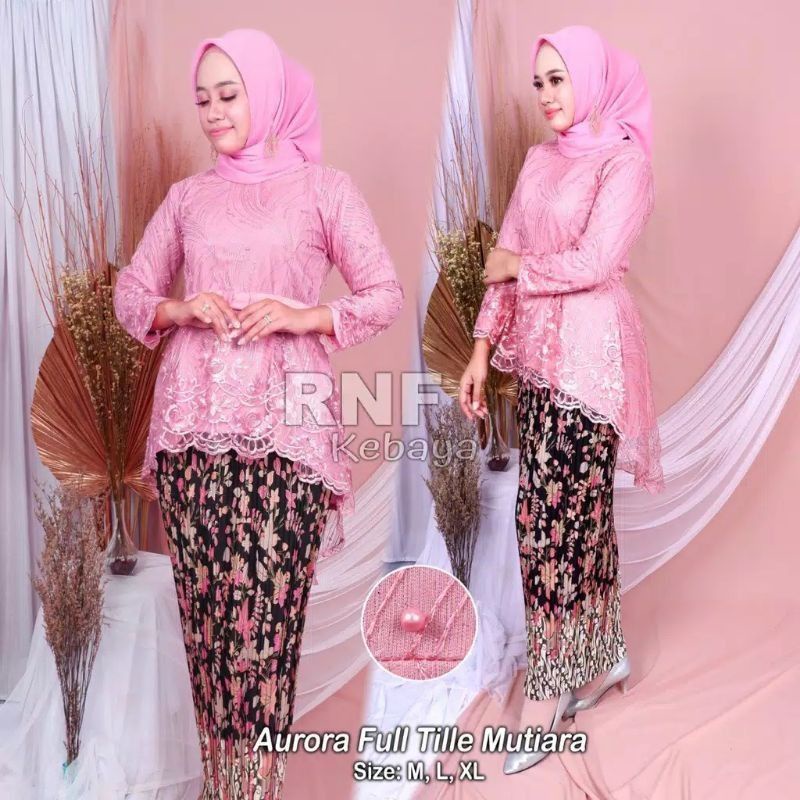 IndahKebaya| SETELAN KEBAYA AURORA TILLE MIX ROK BATIK JUMBO / LAMARAN AKAD NIKAH / OUTFIT MODERN