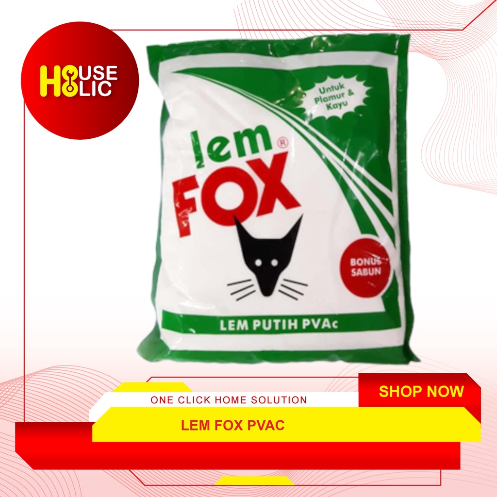 Lem Fox PVAc 400 Gram / Lem Fox Kantong Bungkus Hijau / Lem Fox Putih