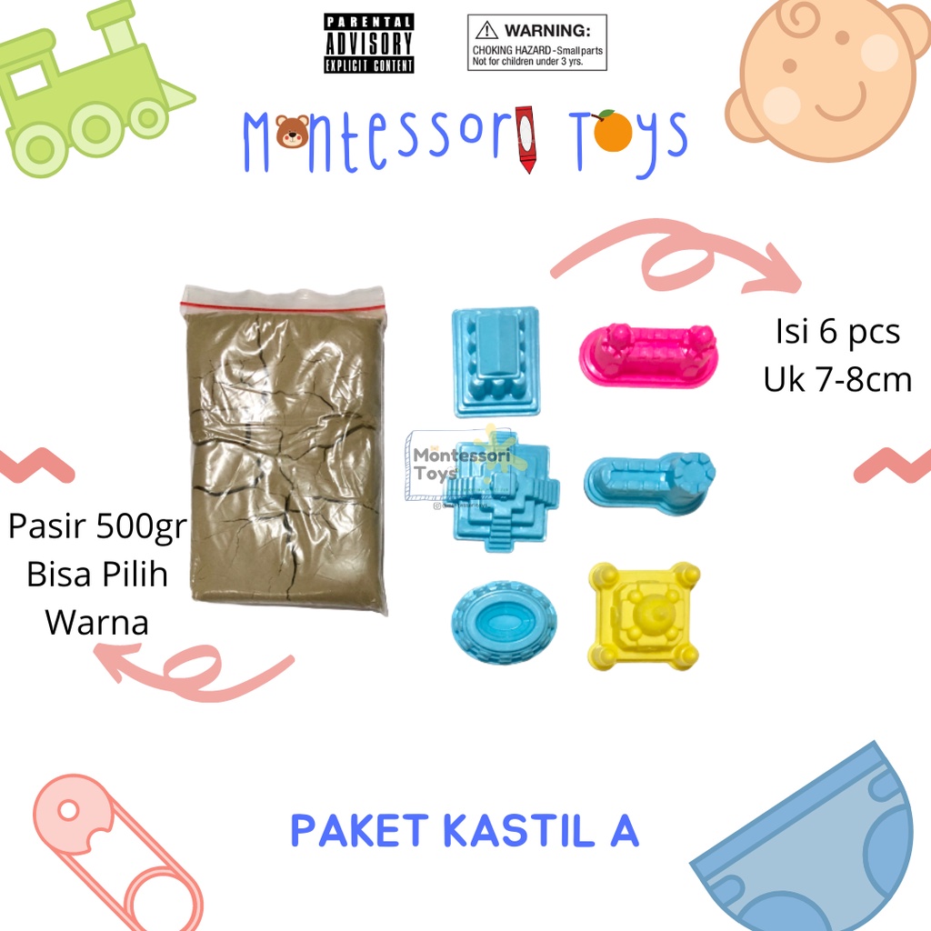 [500 GRAM PASIR KINETIK DAN CETAKAN] Cetakan Pasir Mini Kinetik Mainan Playdoh Fundoh Hewan Bangunan
