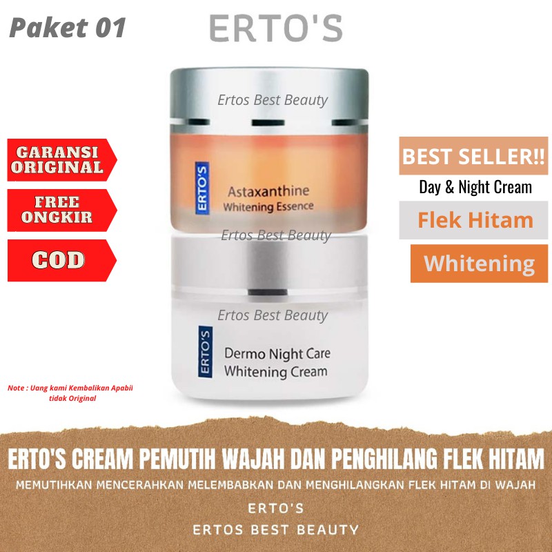 Ertos Paket Lengkap Perawatan Wajah original Berminyak Komedo flex hitam pori besar jerawar bruntusan radang kering Glowing-Paket 1
