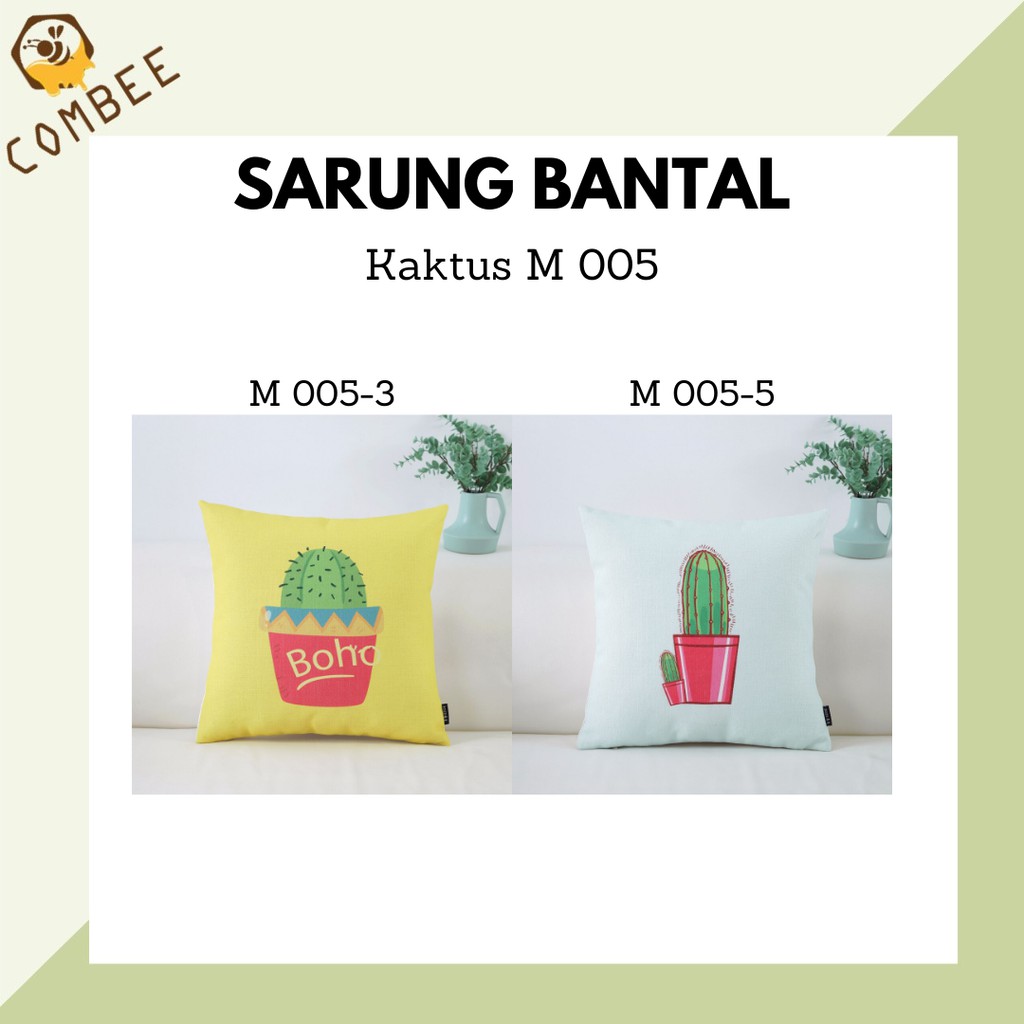 Pillow Case / Sarung Bantal / Sarung Tutup Bantal Sofa Kain Cotton Linen Kaktus M005