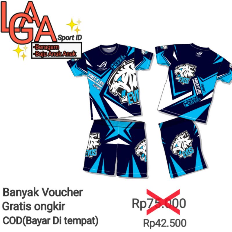 Setelan Baju Anak Laki Laki Jersey Esport  Baju Evos Anak baju Evos Gaming Anak Gamers