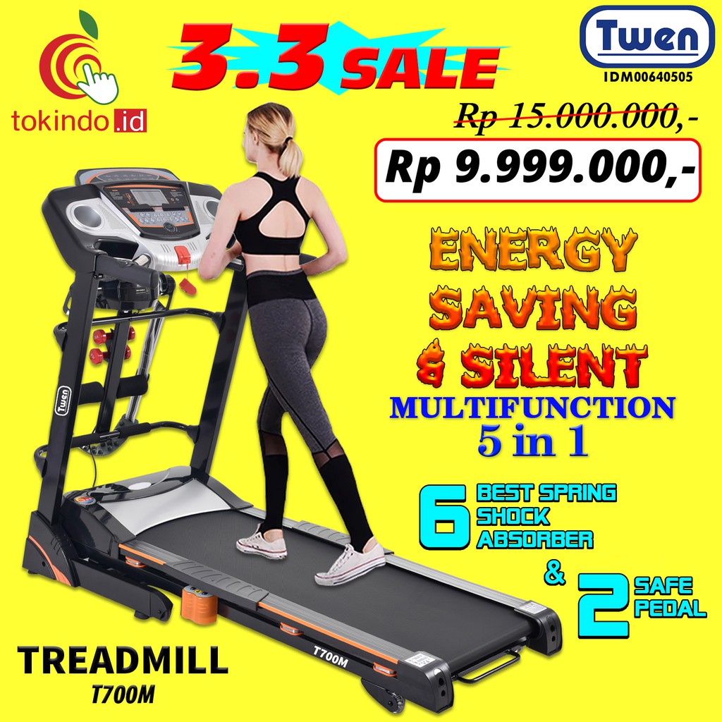 Alat Fitness Running Machine Alat Olahraga Treadmill Elektrik Multifunction Murah Twen T700m