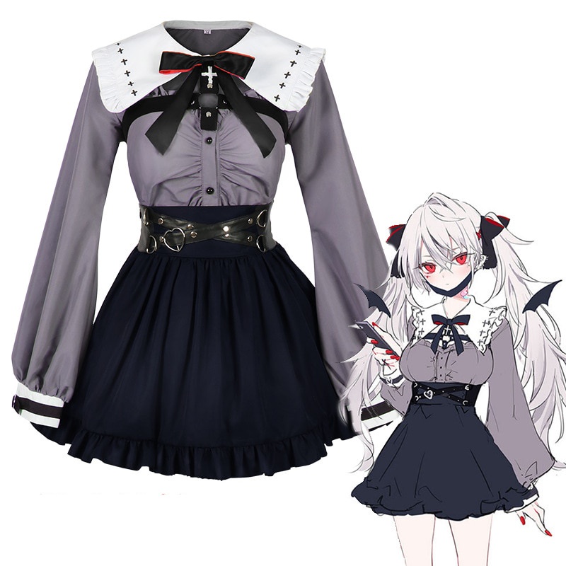 PREORDER Vtuber Kuzuha Sanya Cosplay Costume Women Dress Outfits Wig Headwear Halloween Carnival Sui