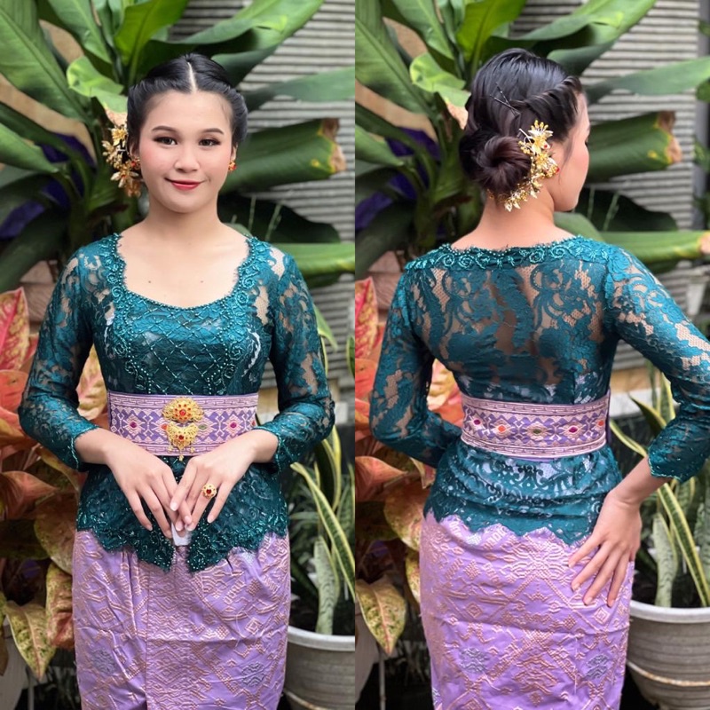 kebaya jadi metalic payet tumpuk glossy