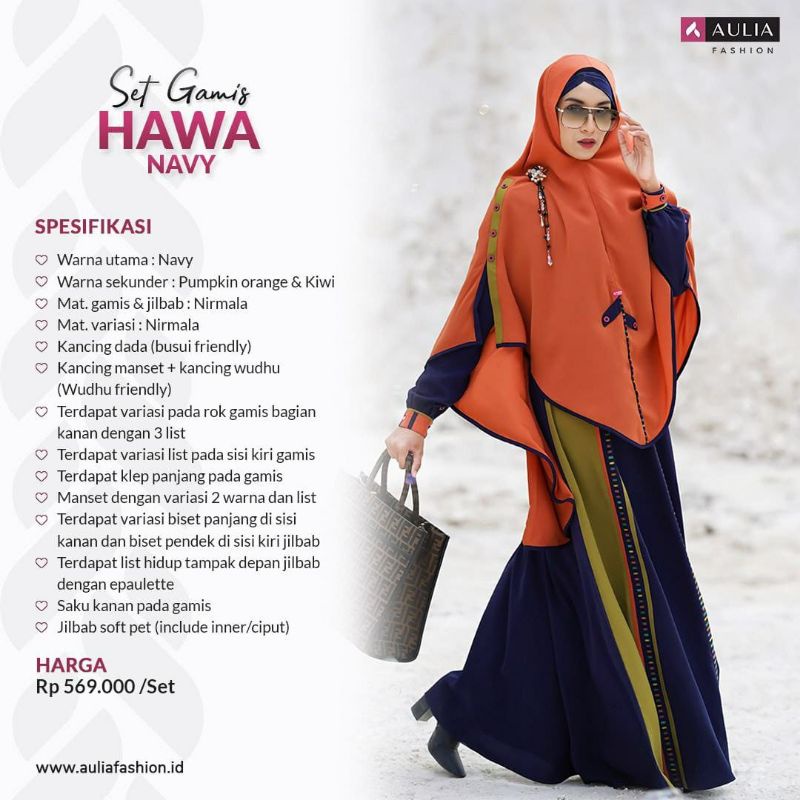 AULIA FASHION SET GAMIS SYARI HAWA NAVY ORIGINAL