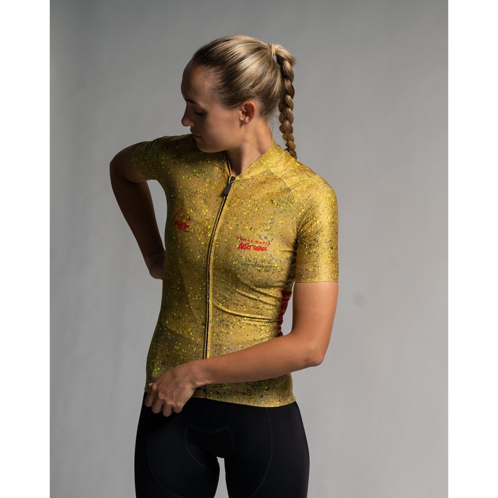 PEDAL MAFIA Women's Artist Series Jersey - PM X OC Drop Cloth Mustard