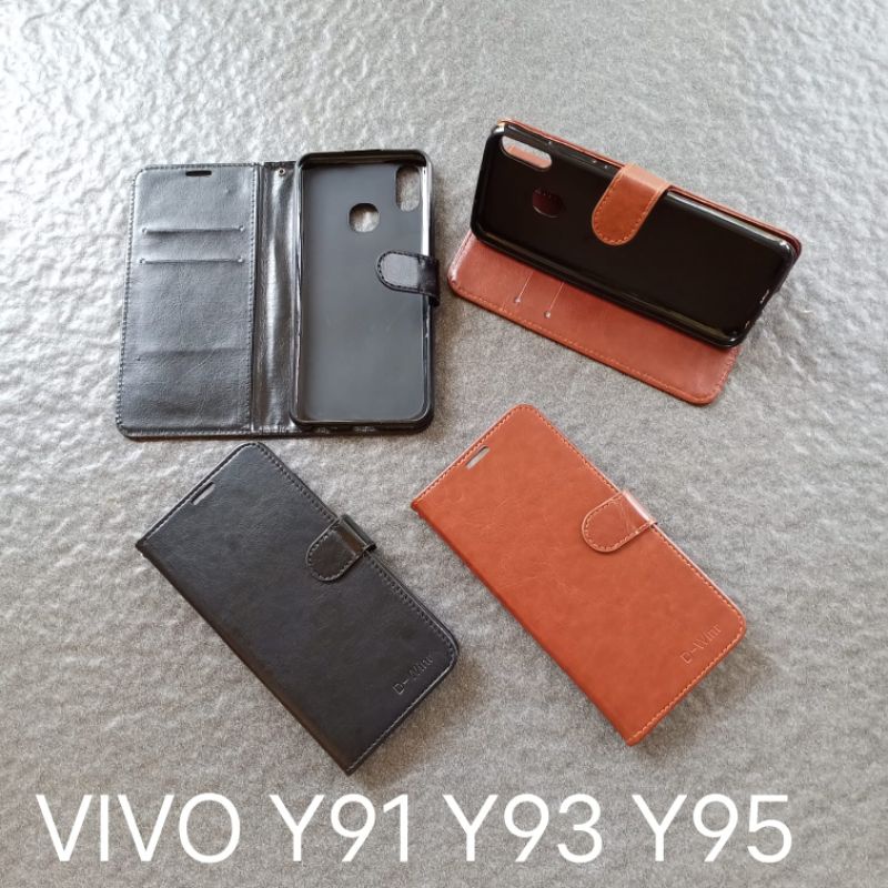 Flipcase kulit vivo Y91 Y93 Y95 . S1 pro flip case bookcover sarung buku dompet flipshell