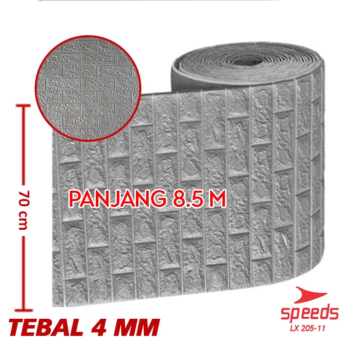 Wallpaper Dinding 5mm SPEEDS Wallpaper Foam 3D Motif Jendela untuk Kamar Tidur Ruang Makan dll 205-13-12-11-BATA ABU 8.5m 4mm