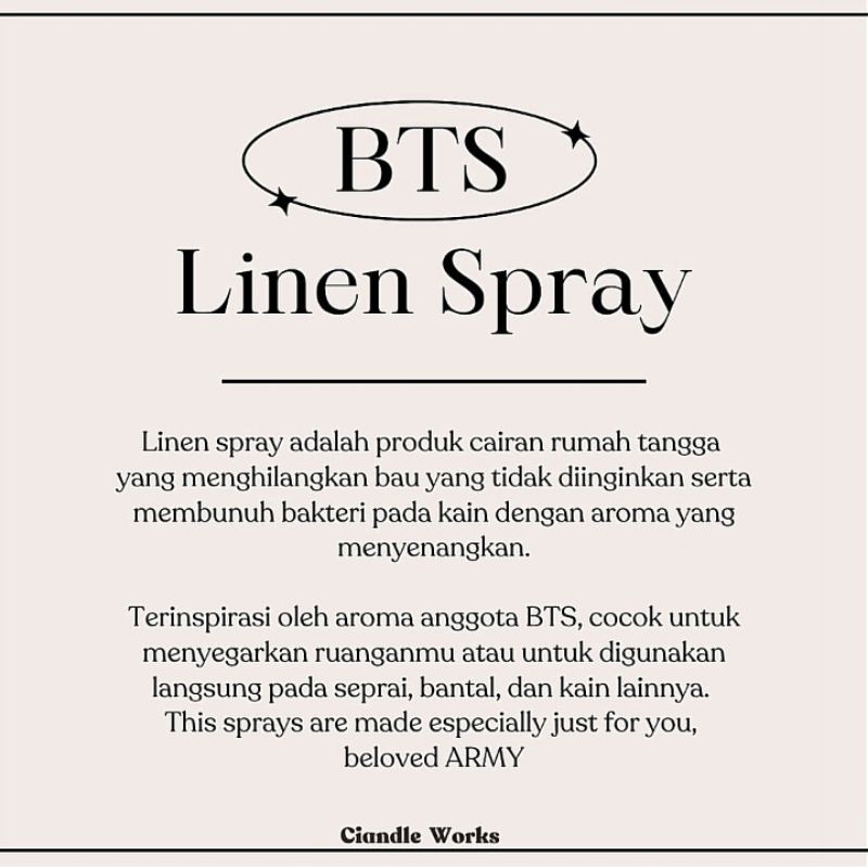 [Fullset] BTS Linen Spray by Ciandle Works