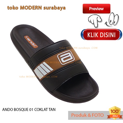 ANDO BOSQUE 01 COKLAT TAN sandal pria sandal slide flip flop karet