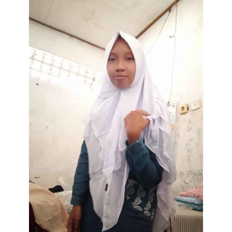 Khimar ceruty premium semi jumbo warna putih sofped antem