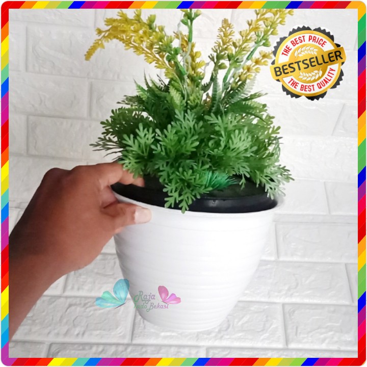 Pot Mahkota 20 Cm Hitam - Madu 20 Putih Pot Bunga Tanaman Bibit - Bukan Pot Glory Putih Tawon 20 Cm