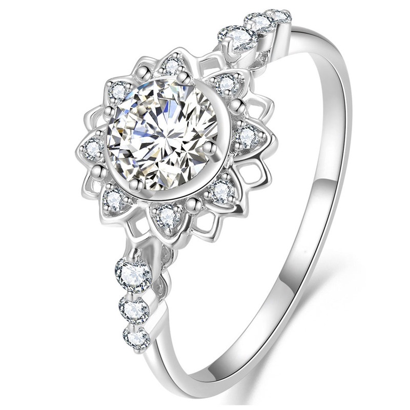 Cincin Sterling Silver 925 Dengan Moissanite Untuk Wanita