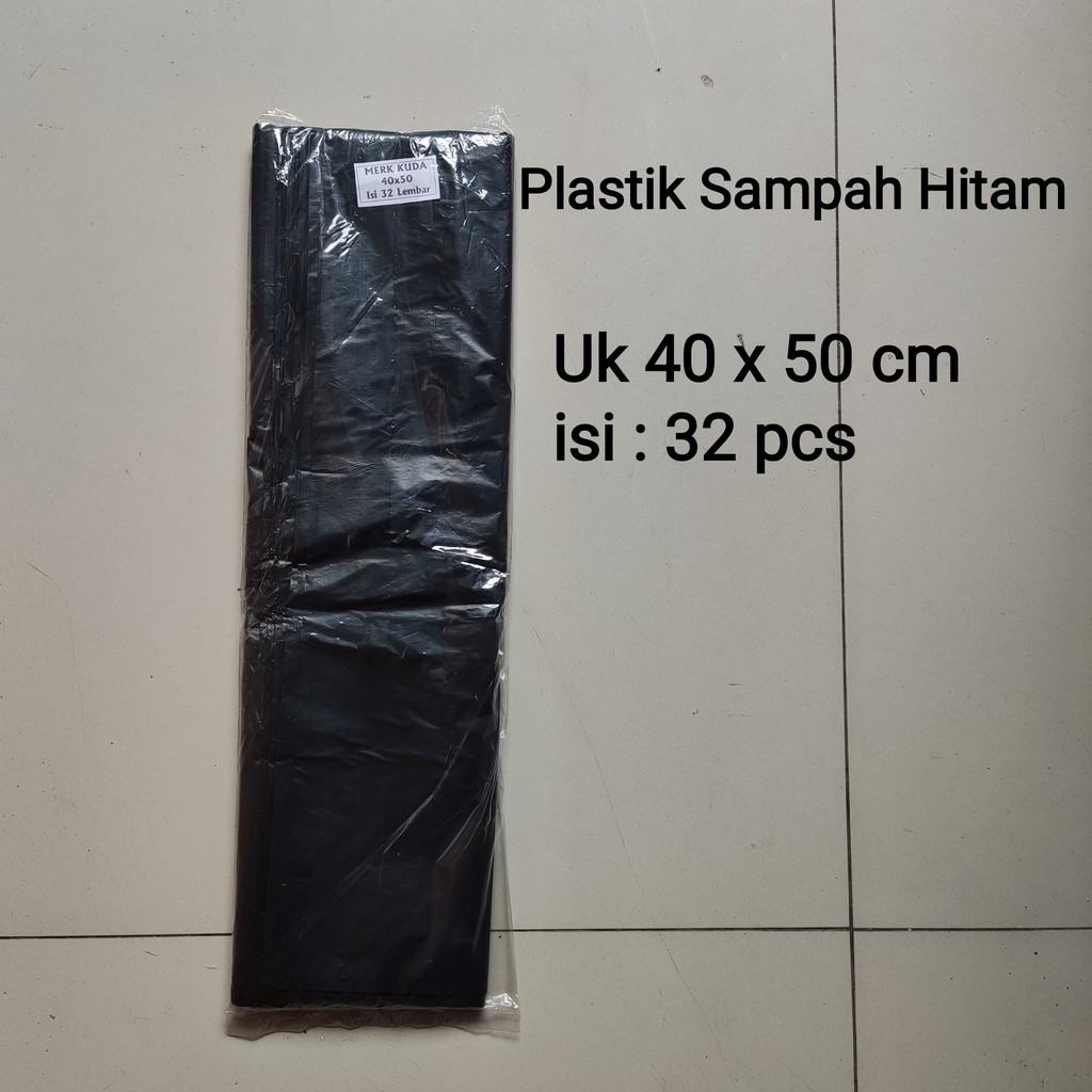 Plastik sampah uk 40x50 (isi 32pcs) / trash bag hitam / plastik packing hitam