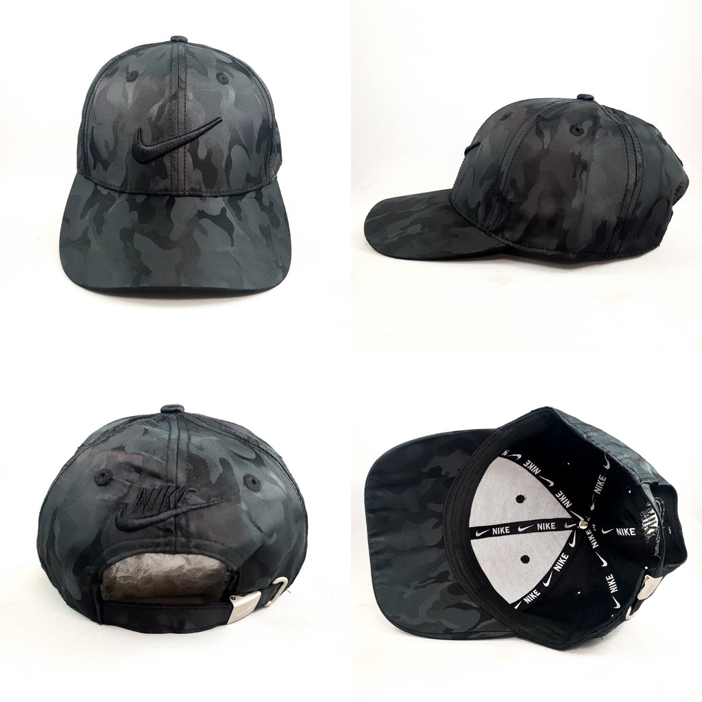 TOPI SNAPBACK MELENGKUNG NIKE LORENG HITAM
