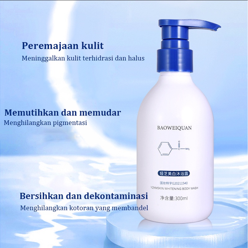 sabun mandi cair memutihkan badan  300ML Pemutih seluruh tubuh Wangi tahan lama Menghilangkan kulit keratin dan kotoran Sabun Cair Pemutih Peremajaan Kulit