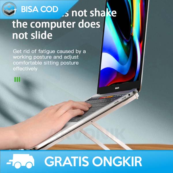 FOLDABLE LAPTOP STAND USB PORTABLE WITH FAN COOLING ABS BISA DILIPAT