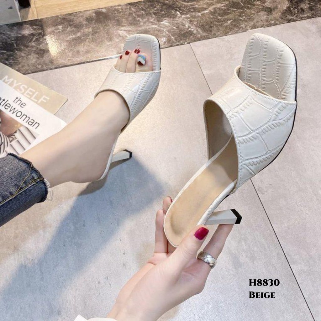 PRF RESTOCK High Heels Croco Embossed Slides H8830