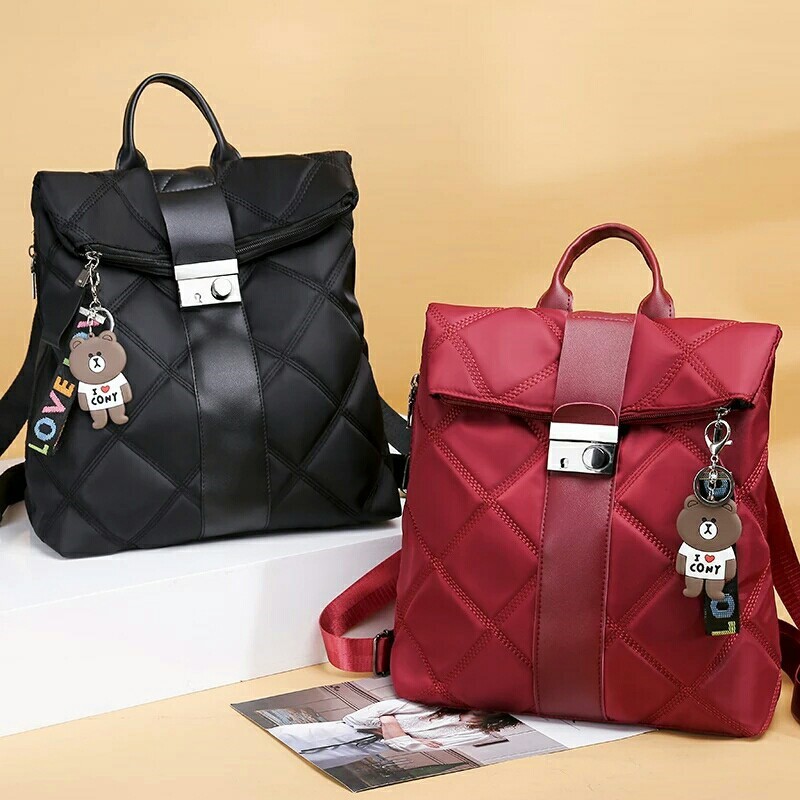 COD√ Tas Besar Laptop Ransel Cewek Merah Backpack Korea WANITA IMPORT FASHION BATAM Kualitas bagus