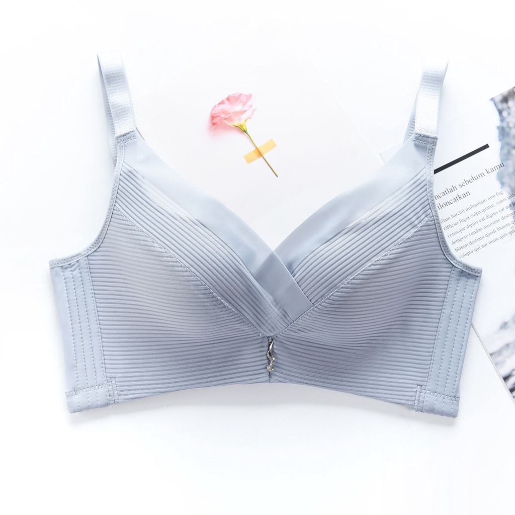 [ LINGERIE MASTER ] - (B-21) Bra Wanita Push-Up Isi Busa Tali Strap dan Bahan Lace Breathable Lingerie Hiasan Bordir-B-21 Biru