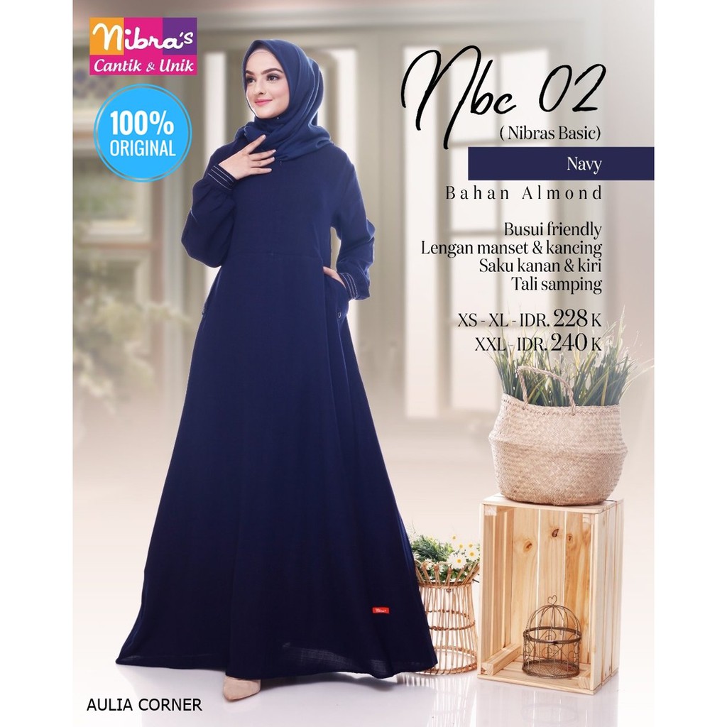 Gamis Wanita Hamil Gamis Nibras NBC 02 Navy ORIGINAL Desain Elegan