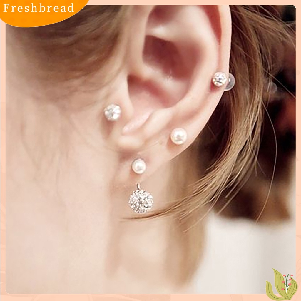[TERLARIS]1Pair Ear Studs Faux Pearl Decor Jewelry Alloy Women Front Back Stud Earrings for Birthday Party