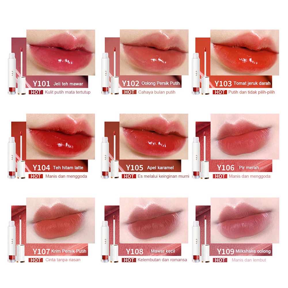 Ready Stock! YZS lip gloss matte matte velvet lipstik lip glaze lip gloss pelembab lipstik