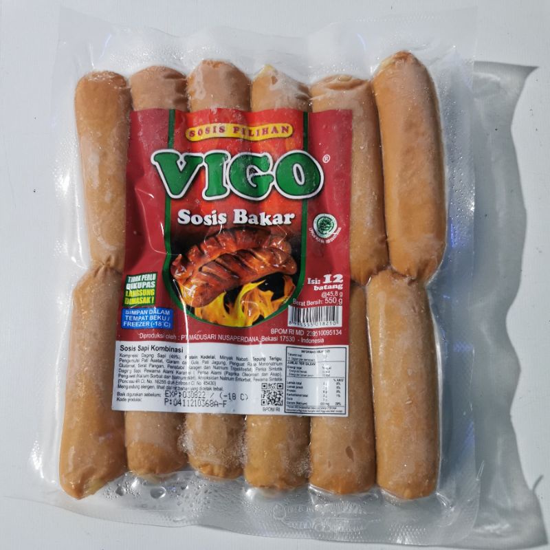 

Vigo Sosis Bakar Sapi Kombinasi 550gr Isi 12