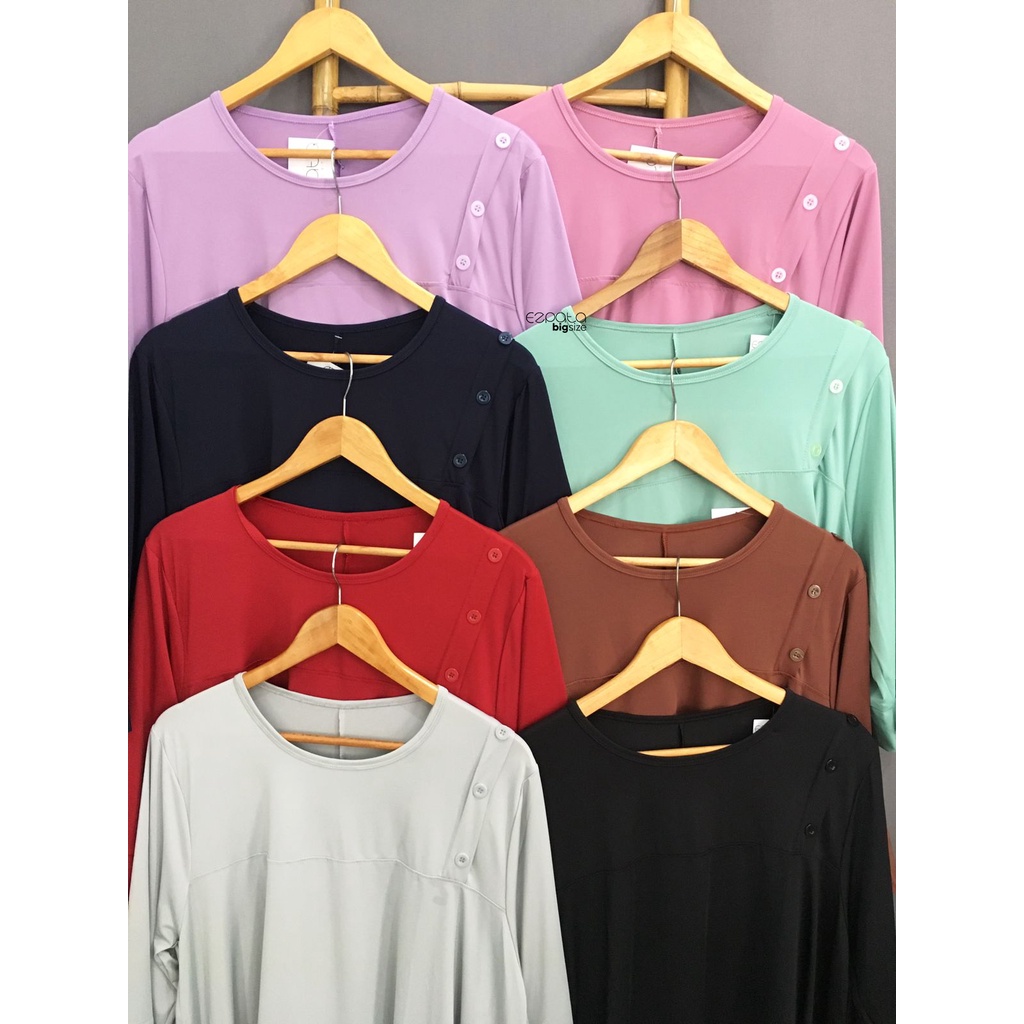 Ezpata Atasan Blouse Wanita Jersey Adem dan Melar Jumbo BigSize XXXL BB 70-100kg LD 120cm Polos Casual Korean Style Kekinian Murah