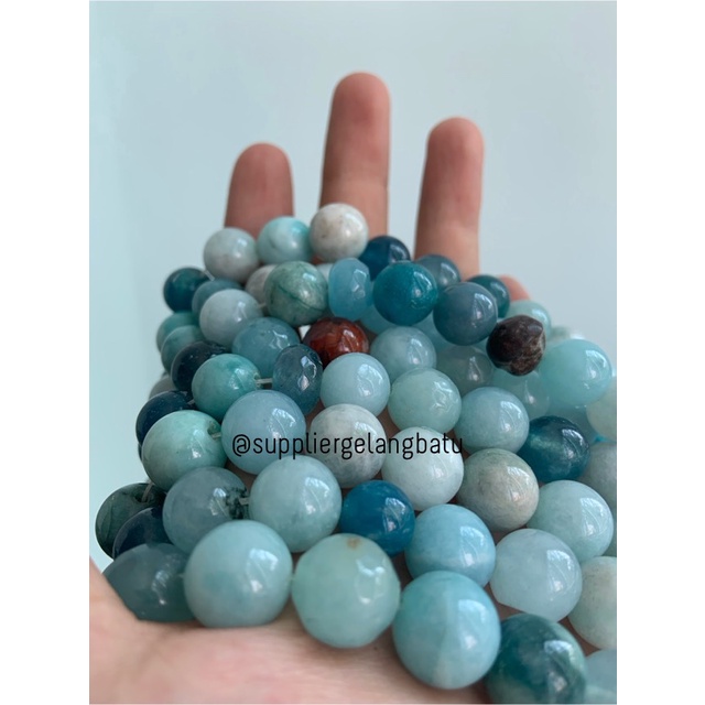 batu amazonite mala round beads 12mm bahan gelang kalung kesehatan